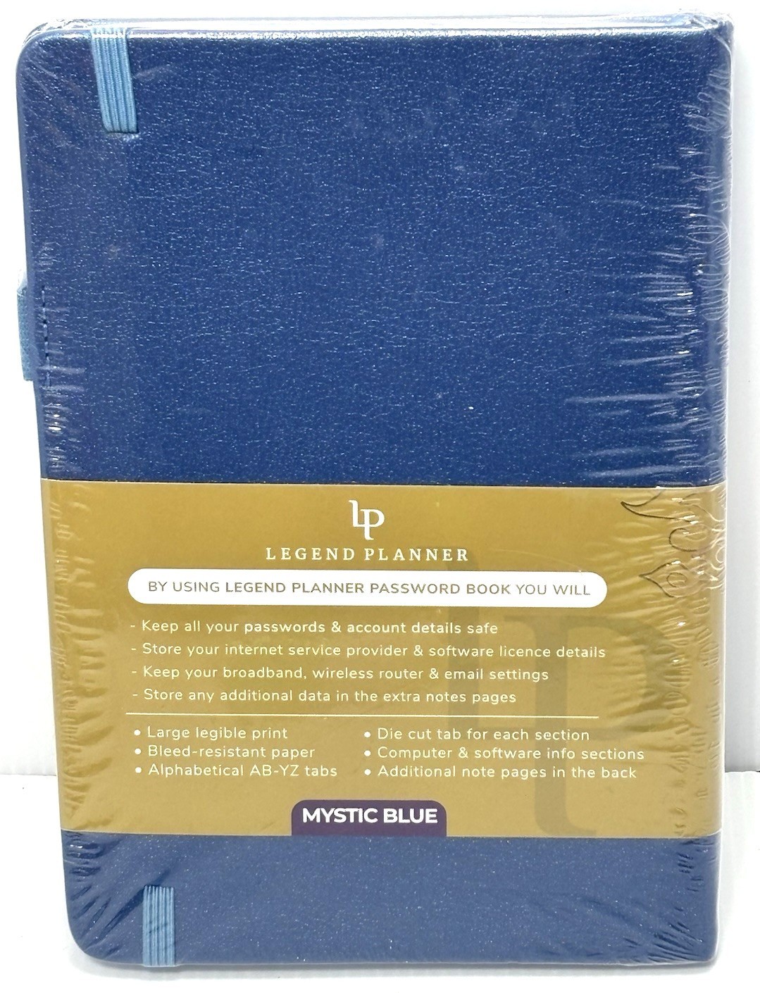 Legend Planner Password Book Medium, Blue, Internet Password Logbook Journal Tab