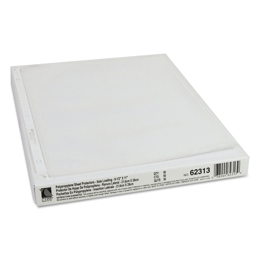 C-Line 62313 11″ x 8.5″ 2″ Side Loading Sheet Protectors – Clear (50/BX) New