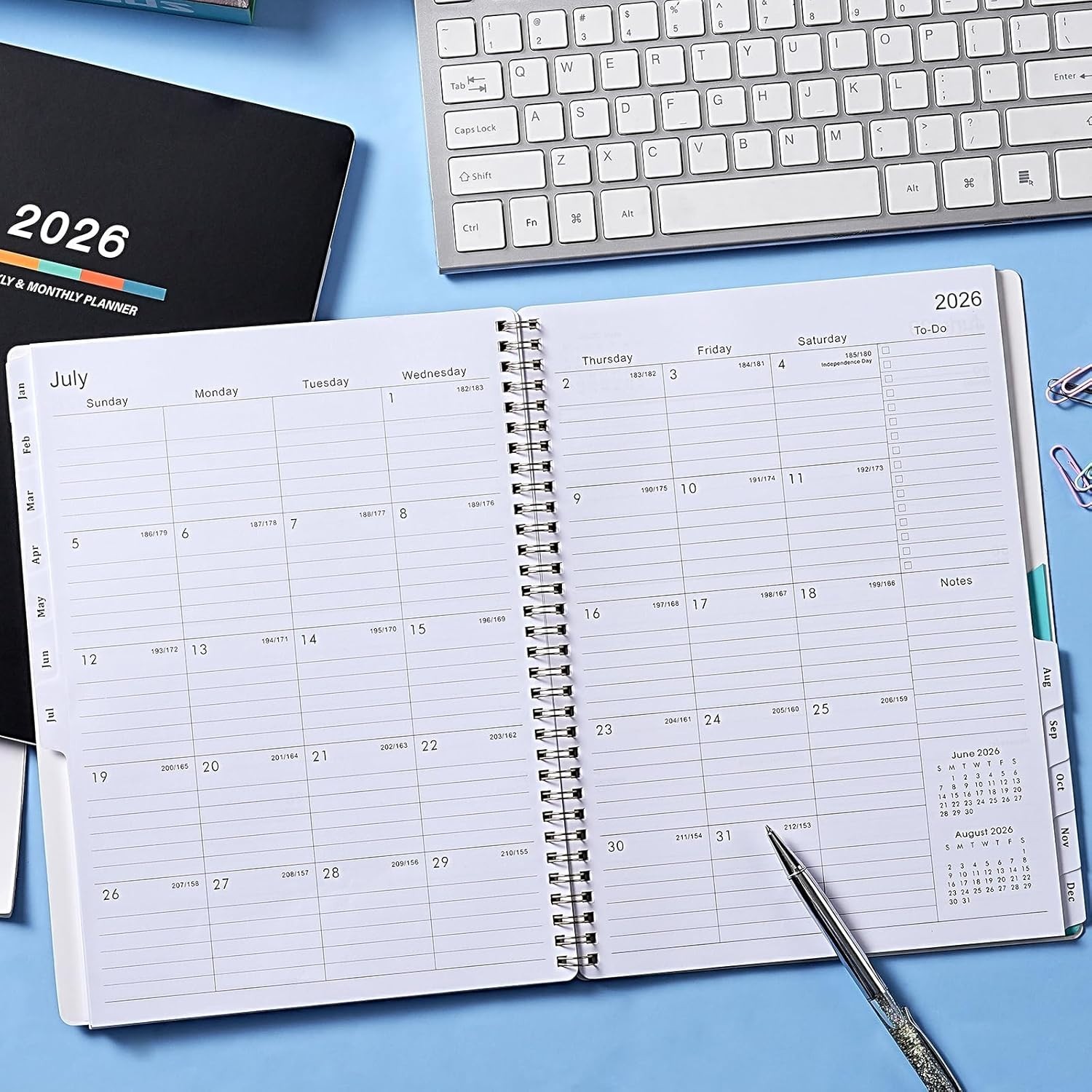Stylish 2026 Calendar Planner – Flexible Cover, Lay-flat Design, 8.5″ x 11″