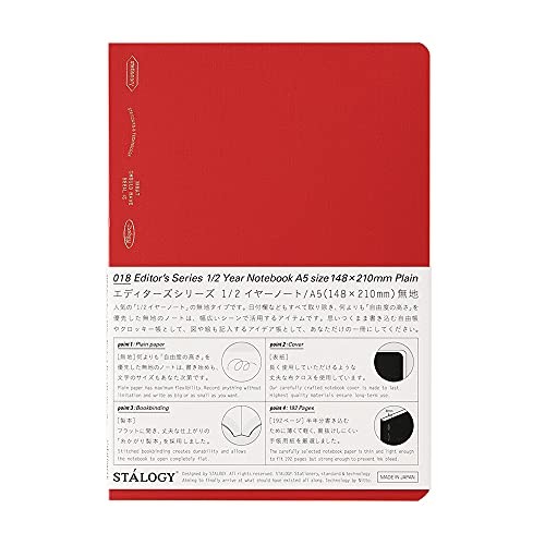 A5 Red Blank Notebook 96 Sheets 5.8 x 8.3 Inches Ideal for Writing and Drawing
