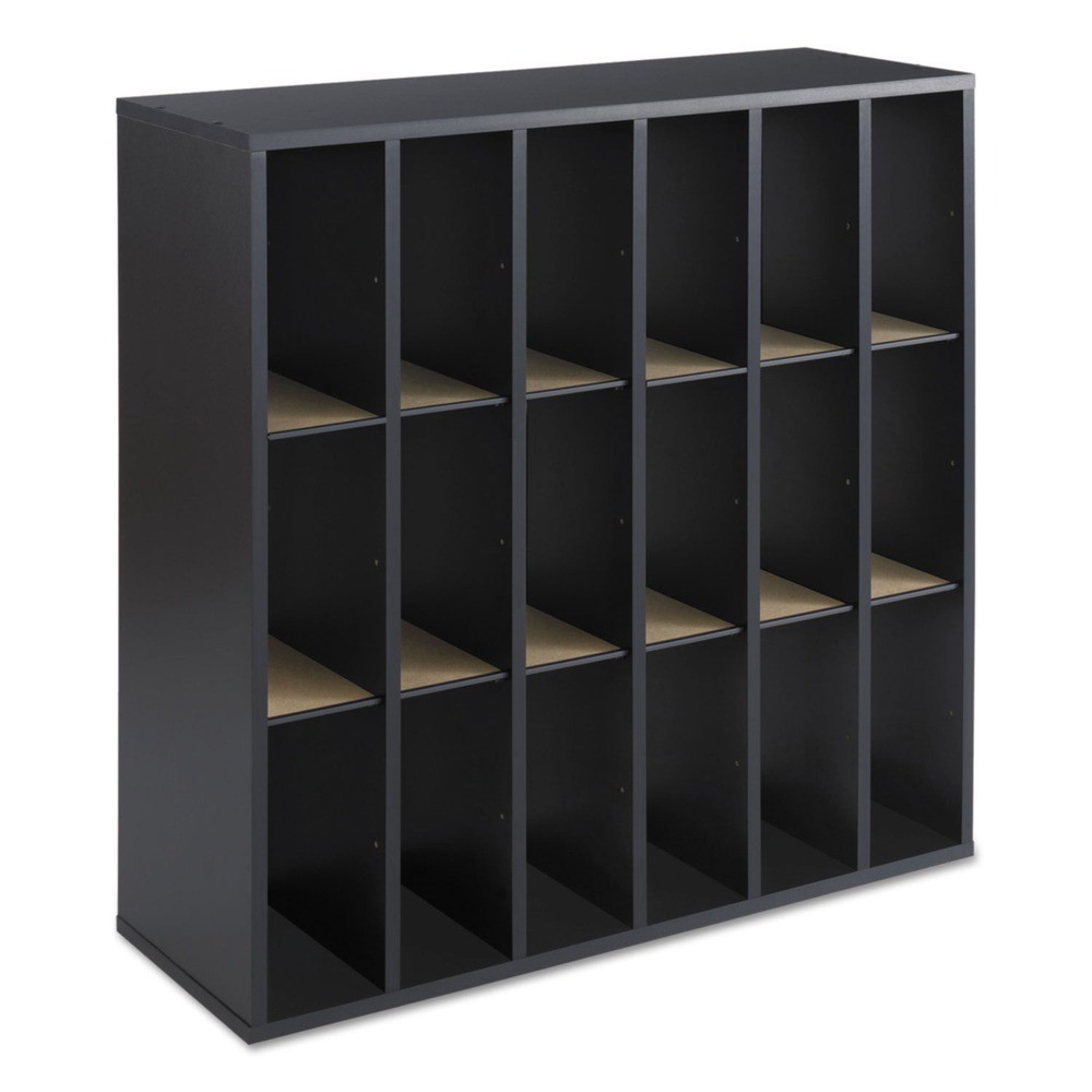 Safco 7765BL 33.75″ x 12″ x 32.75″ Stackable Wood Mail Sorter w/ Div – BLK New