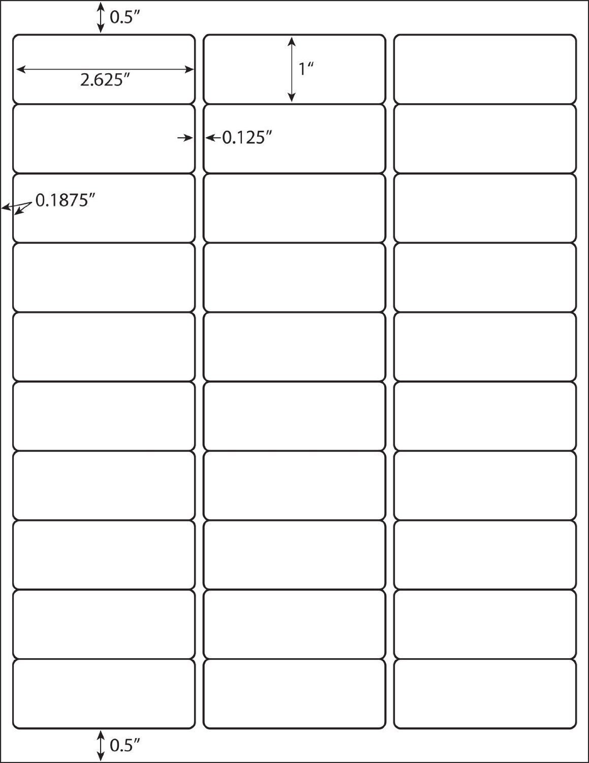 60000 Label ( 2000 Sheets ) 1″ x 2 5/8″ Shipping Adhesive Labels 2.625 x 1 30 UP