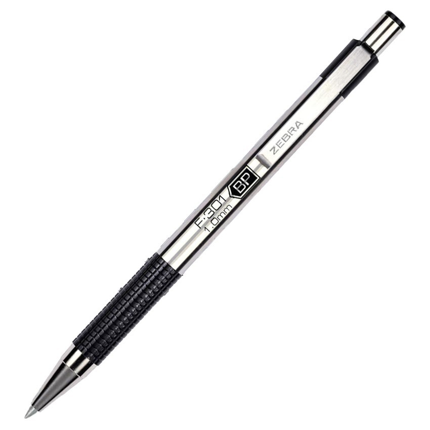 Zebra F-301 Pens With Refills, Black Ink, 1.0 mm Medium Point, 7 Piece Set