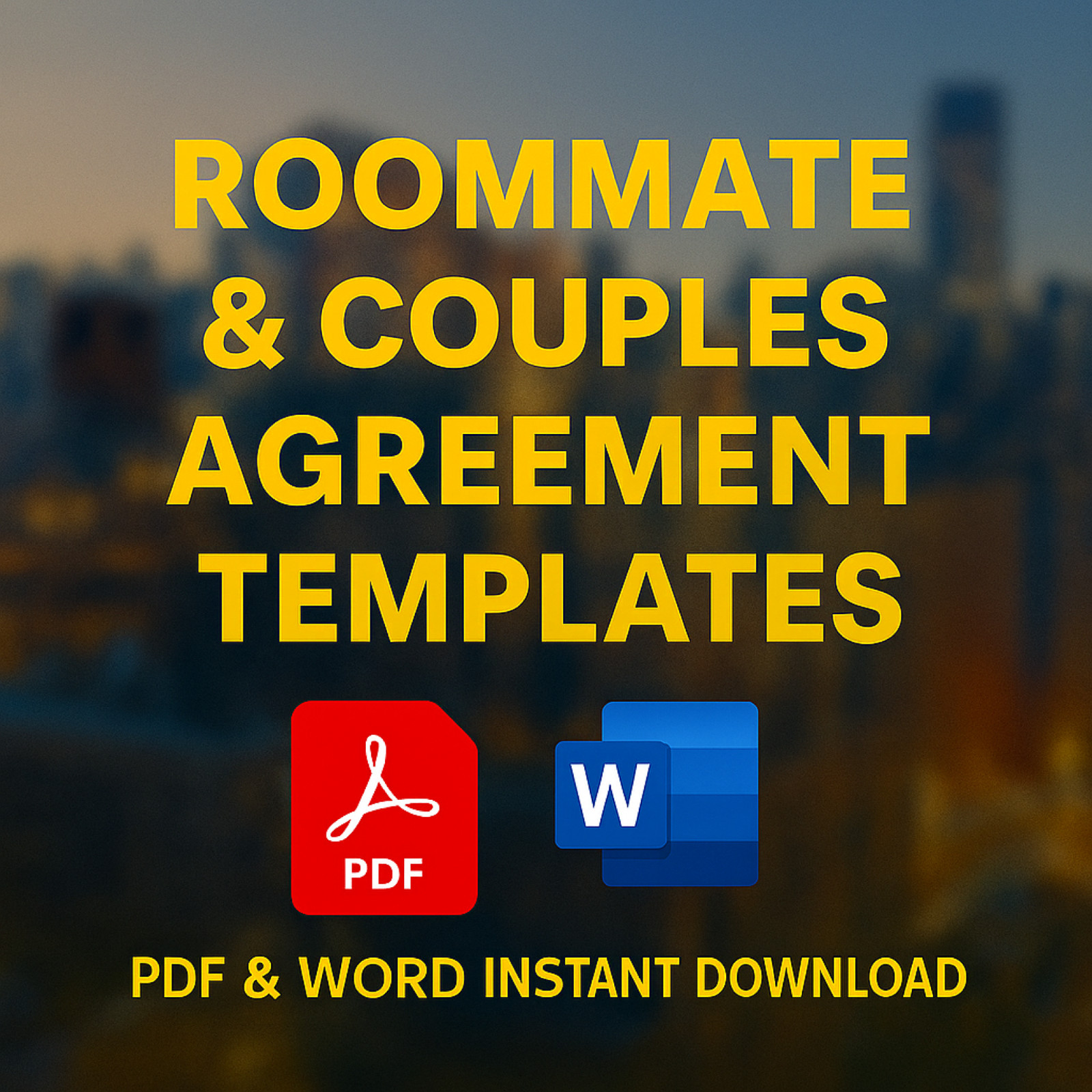 Roommate Agreement Template Editable PDF Word Instant Download