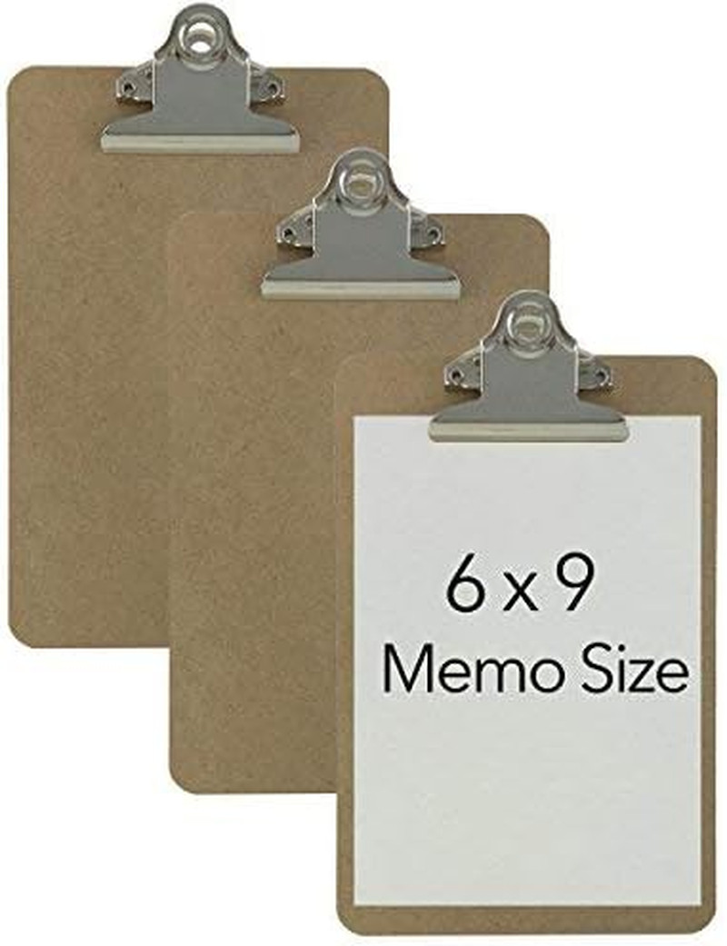 Memo Size 6” X 9” Clipboards Standard Clip Hardboard (Pack of 3) (Pen Not Incl
