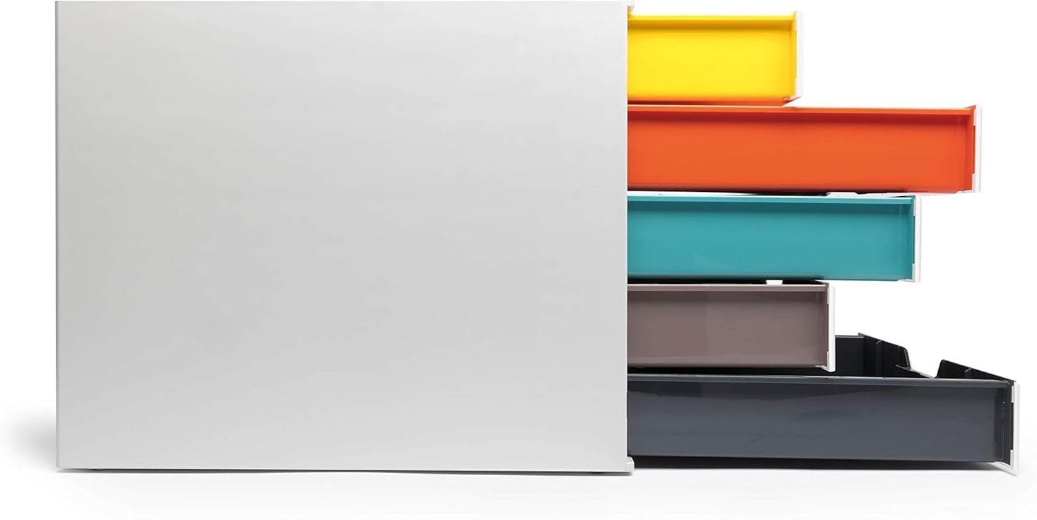Varicolor 5 Drawer Unit – White Desktop Drawer Set with 5 Color Coded Draws -…