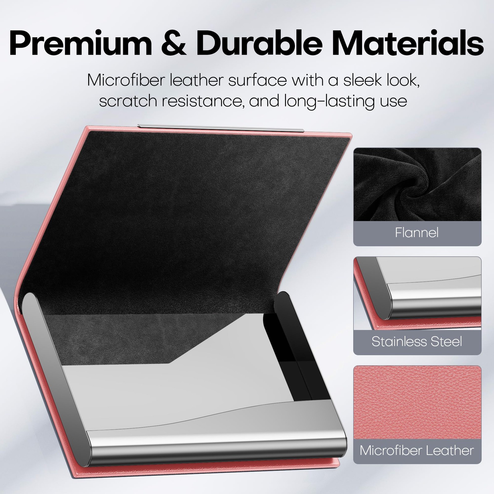 Leather and Stainless Steel Business Card Holder Credit Card Wallet Case