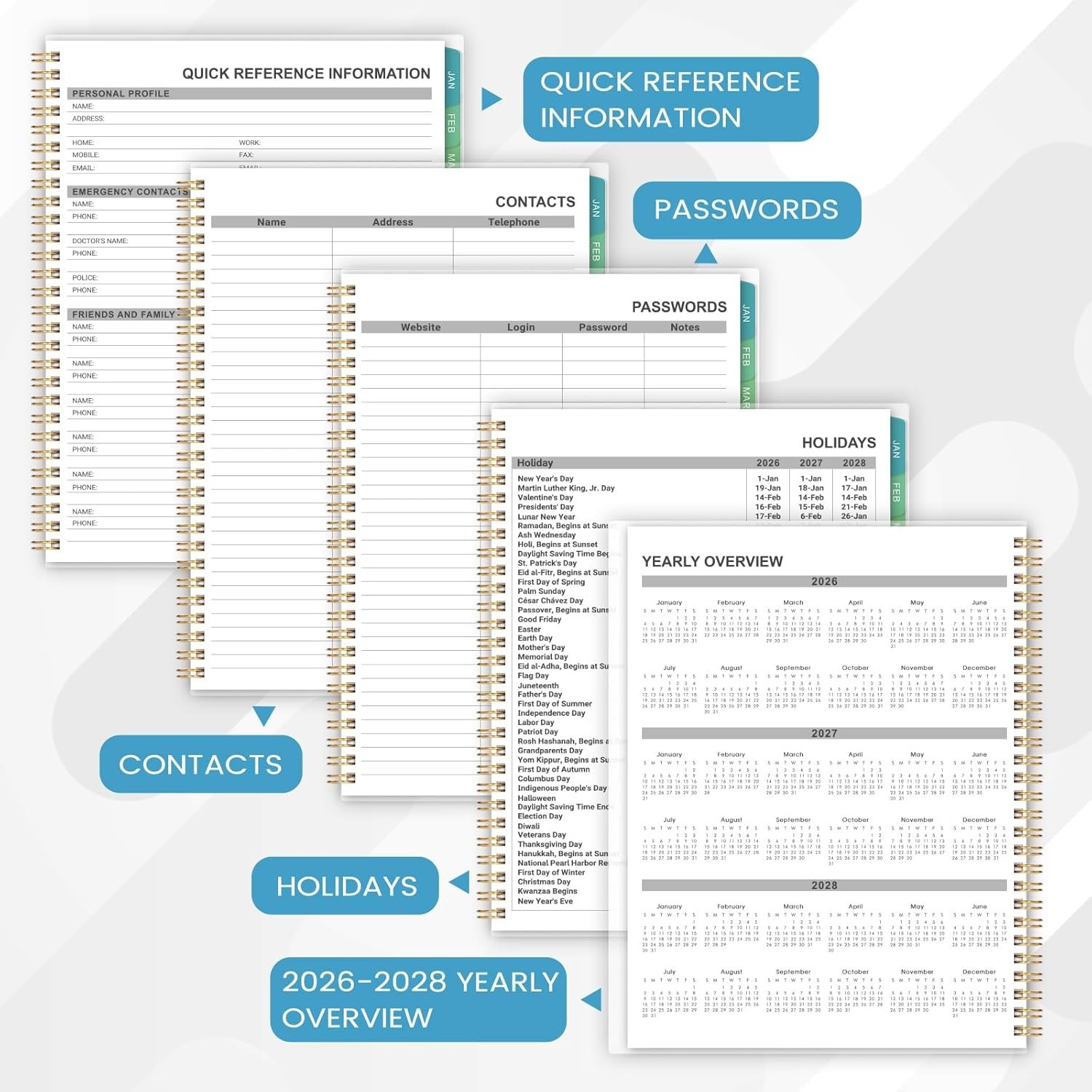 2026 Monthly Planner – Calendar 2026, 8” x 10”, 8×10 inches, black