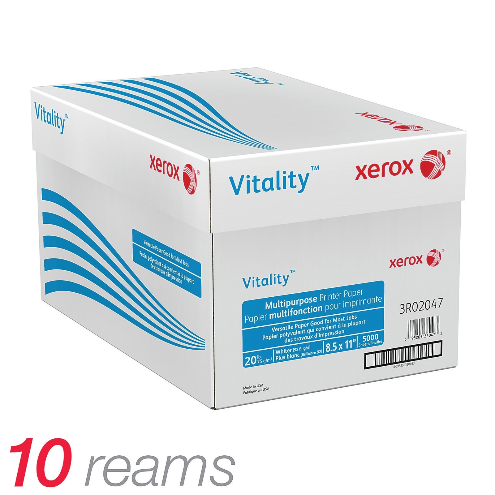 Xerox Vitality 8.5″ x 11″ Multi-use Printer Copy Paper 20 lbs 92 Brightness 5000