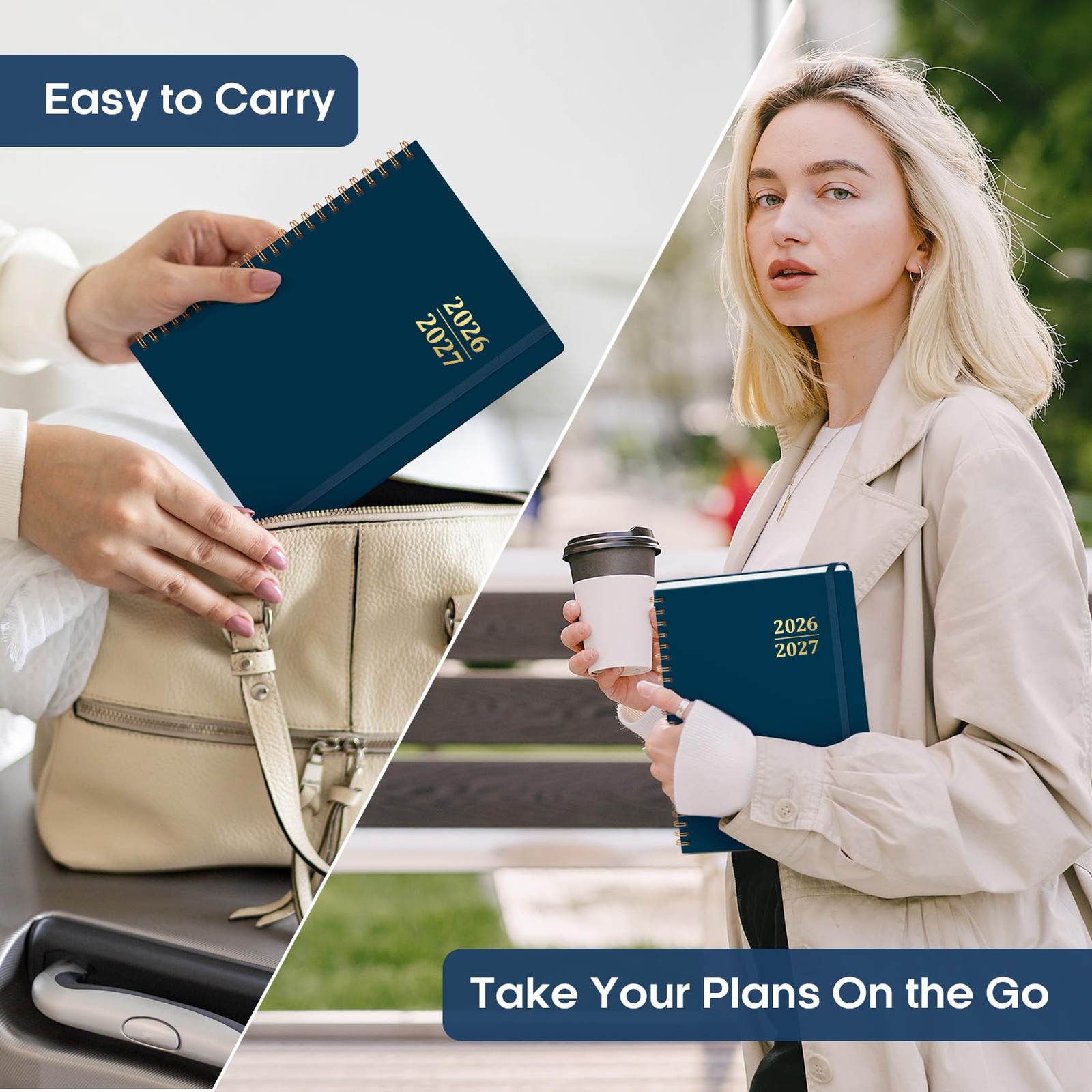 Academic Planner 2026-2027, Weekly and Monthly (6.4″x8.5″) A5, G.Navy