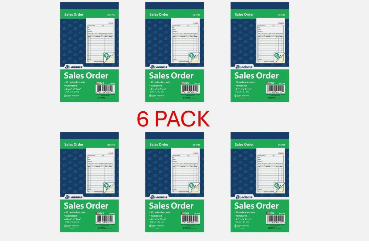 Adams DC4705 Carbonless 2-Part Sales Book, 4 3/16″ x 7 3/16 6 PACK NEW Fast Ship