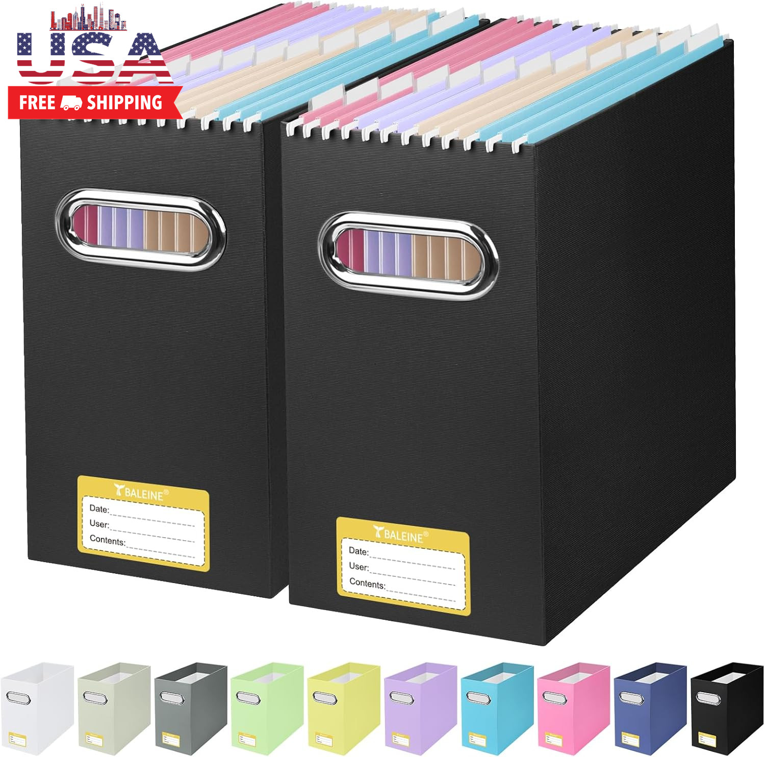 File Organizer Box, Cardboard File Folder Organizer with Handle for Letter Size,