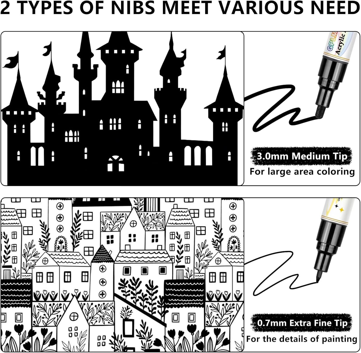 Black Paint Pens – 4 Pack Dual Tip Acrylic 1 Count (Pack of 4),