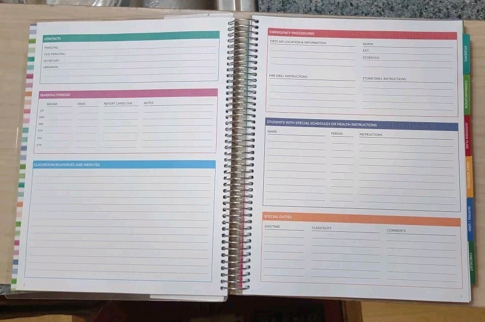 Global Printed Products Undated Teacher Planner 52 Weeks w/Stickers