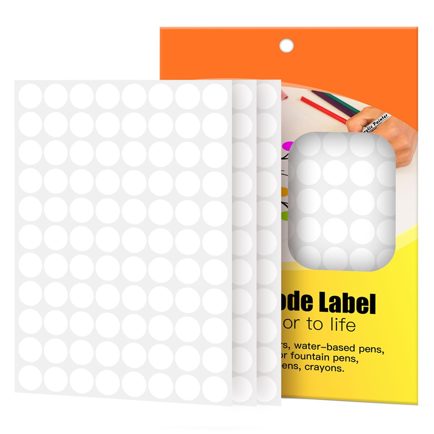 WANSTE White Dot Stickers 3/4 Inch,Round 1320 Pcs 0.75″-1320PCS,