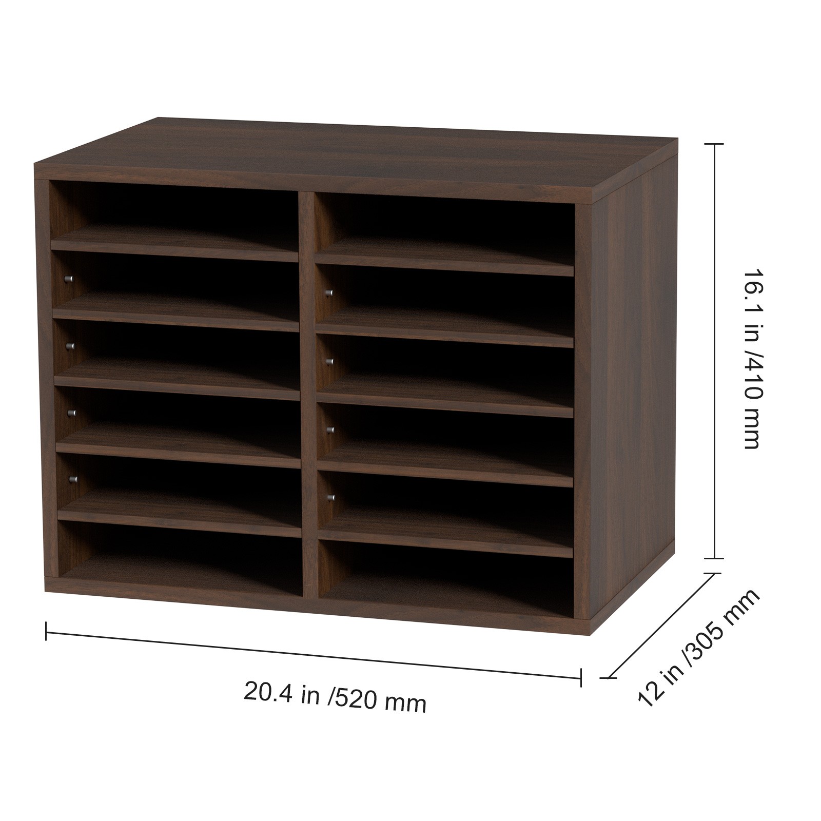 VEVOR Wood Literature Organizer Adjustable File Sorter 12 Compartments Brown