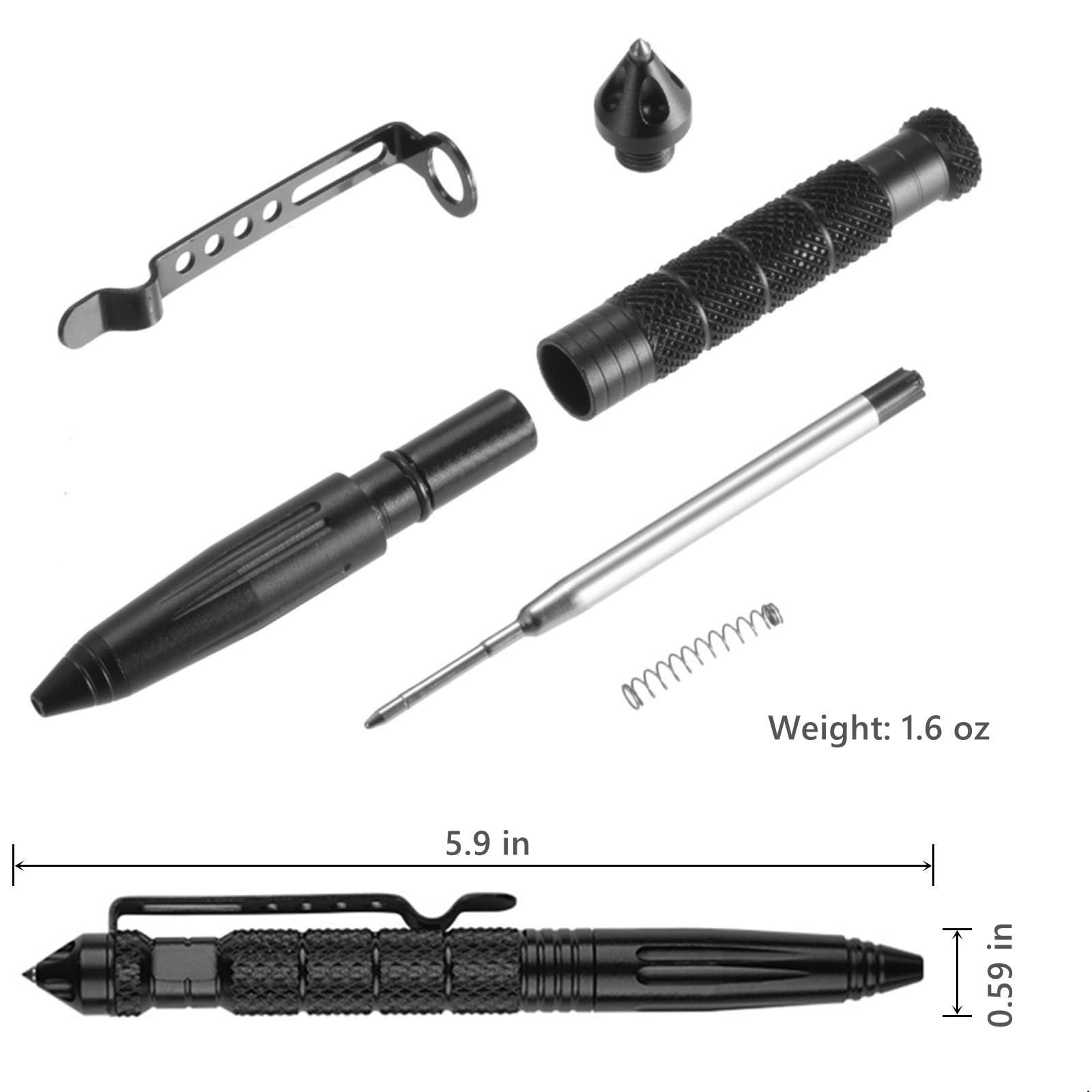 YUNLOVXEE Tungsten Steel Military 1 Count (Pack of 2), Tacpen 2xblack