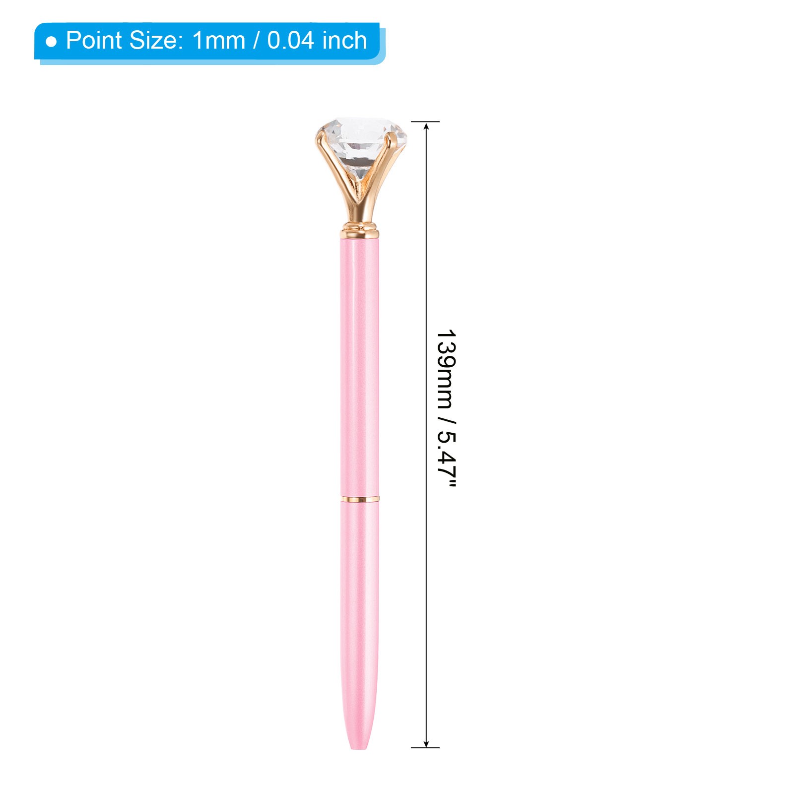 Black Ink Ballpoint Pen Diamond Twist Metal Pen Style 1 Pink, 6PCS