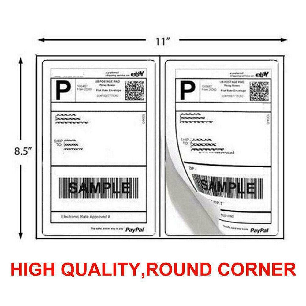 Rounded Corner Shipping Labels 8.5″x5.5″ Self Adhesive 2 Per Sheet Laser/Inkjet