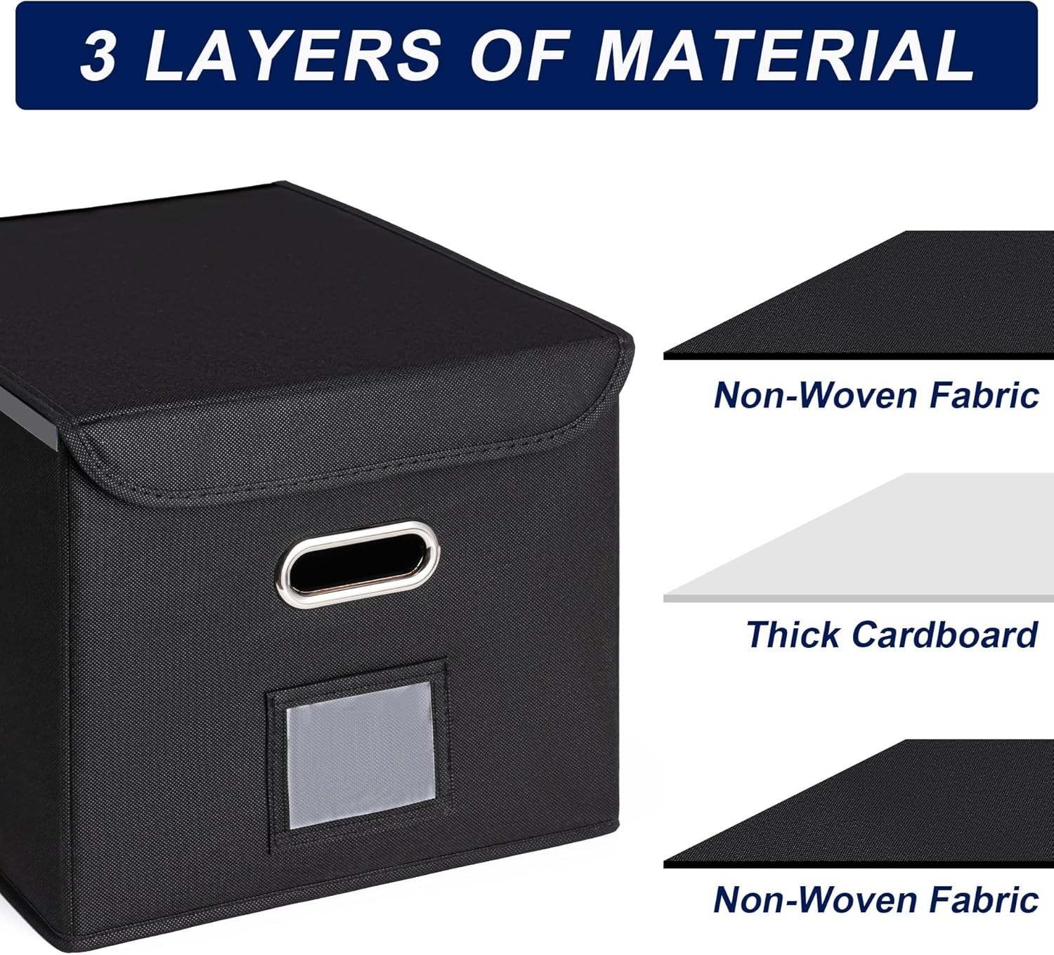 Collapsible File Organizer Box with Lid Large Hanging Folder Storage with Handle
