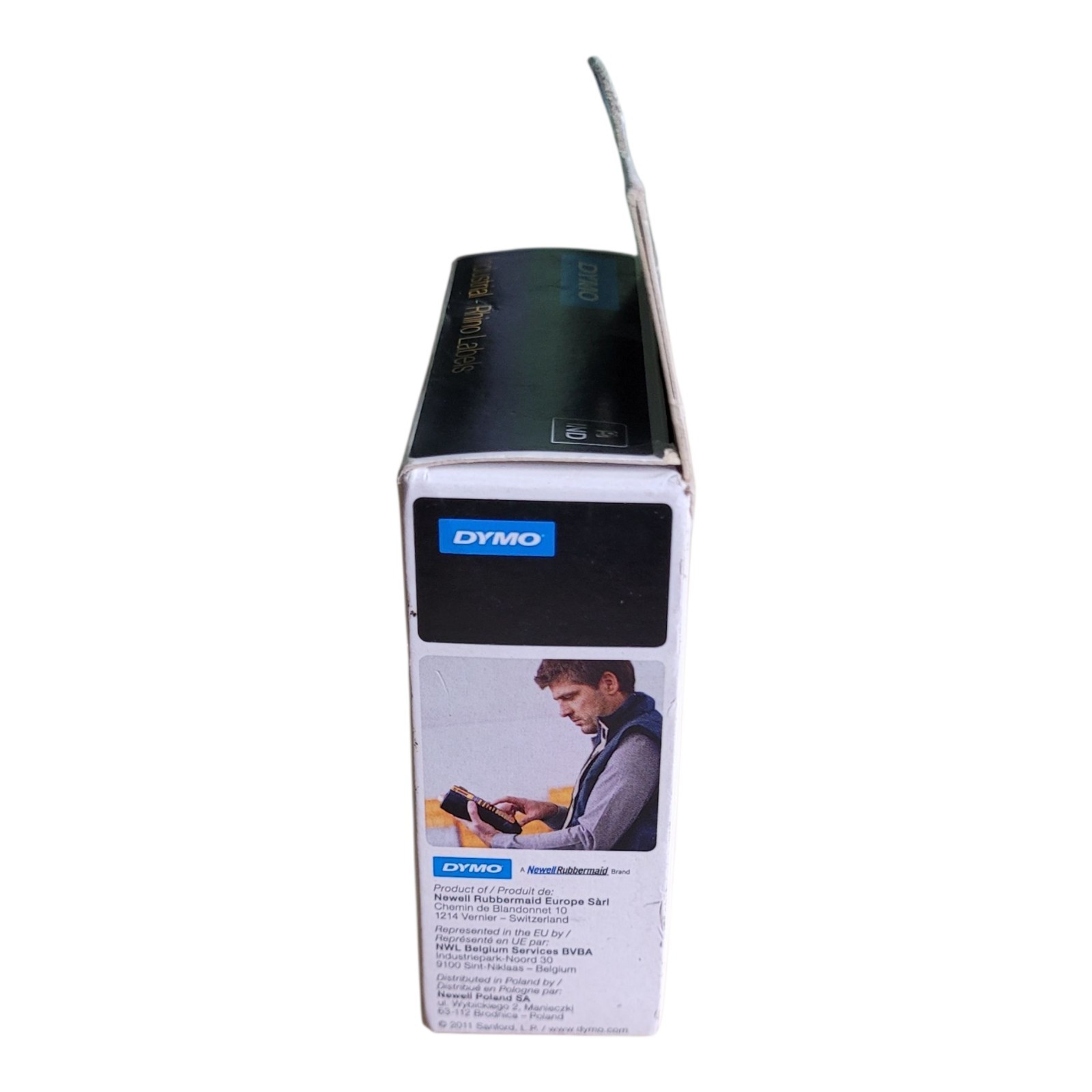 DYMO Rhino Industrial Vinyl Labels 12 mm x 5.5m White Print On Blue Self-Adhesiv