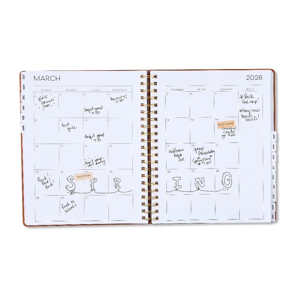 15-Month Weekly Spiral Planner Brown October 2025 to December 2026 9×11 inches