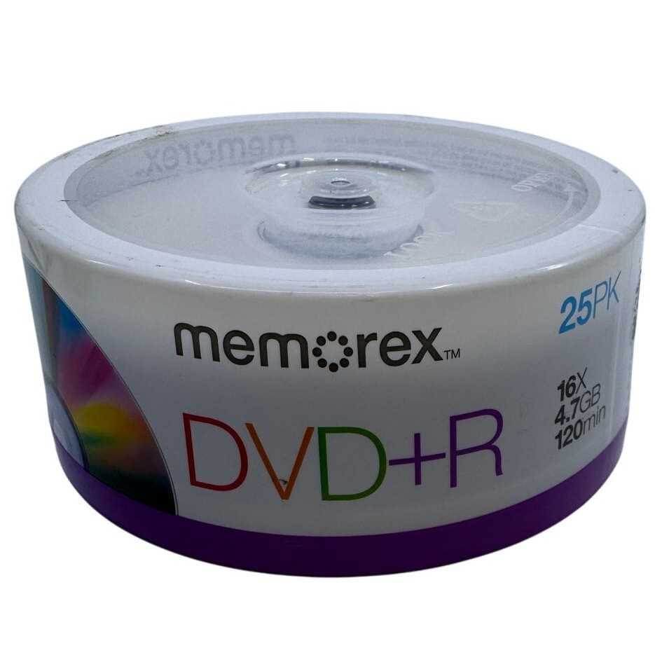 Memorex DVD+R 25 Pack 16X 4.7GB 120min Blank Discs Spindle New Sealed