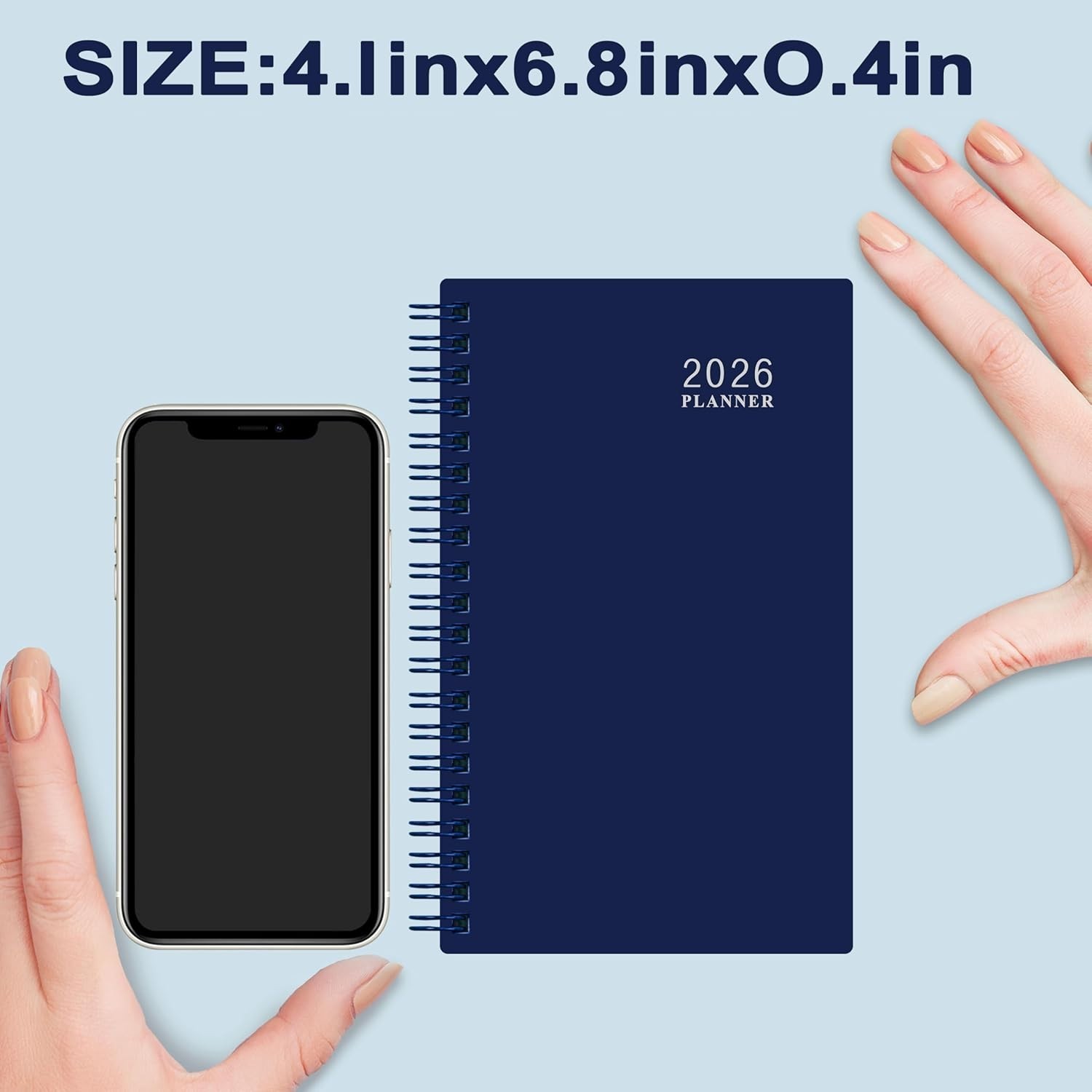 Navy Blue 2026 Pocket Planner with Weekly & Monthly Layout – On-the-Go Essential
