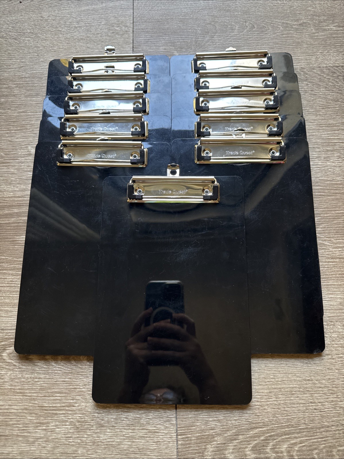 9 Black Mini Clipboards size 6×9” w/ retractable hanger Low-profile Clip