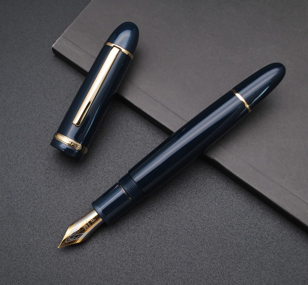JINHAO X159 Fountain Pen (F Nib 0.5mm, Dark Blue with Gold Clip