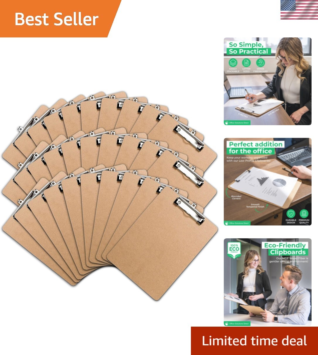 Clipboards Set of 30 Hardboard Clipboard Low Profile Clip A4 Letter Size Clas…