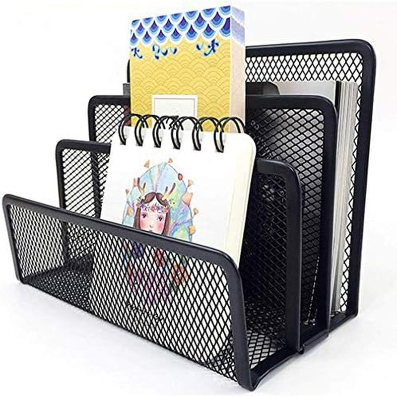 Desk Mail Organizer Small File Letter Holder Metal Mesh Desktop Storage for Home