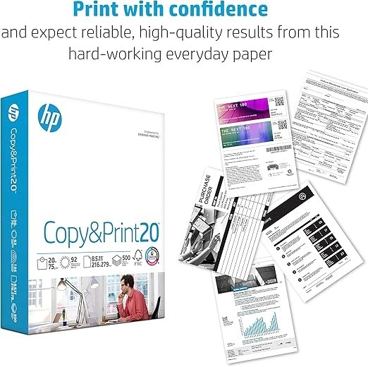 HP Printer Paper | 8.5 x 11 Paper | Copy &Print 20 lb | 1 Ream Case – 500 Sheets