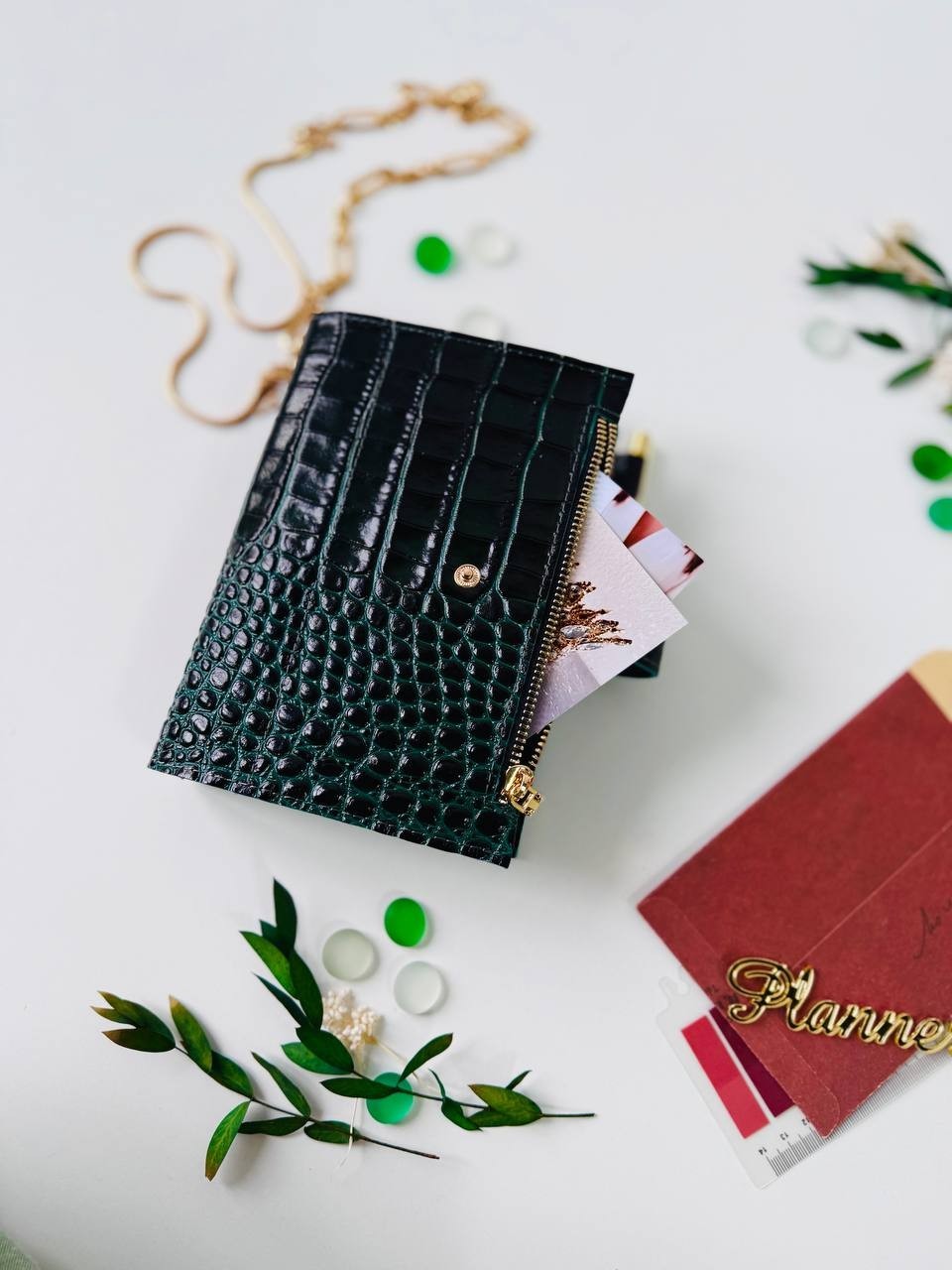Green A6 leather notebook cover binder 6-Rings. Dated 2026 planner gift for her.