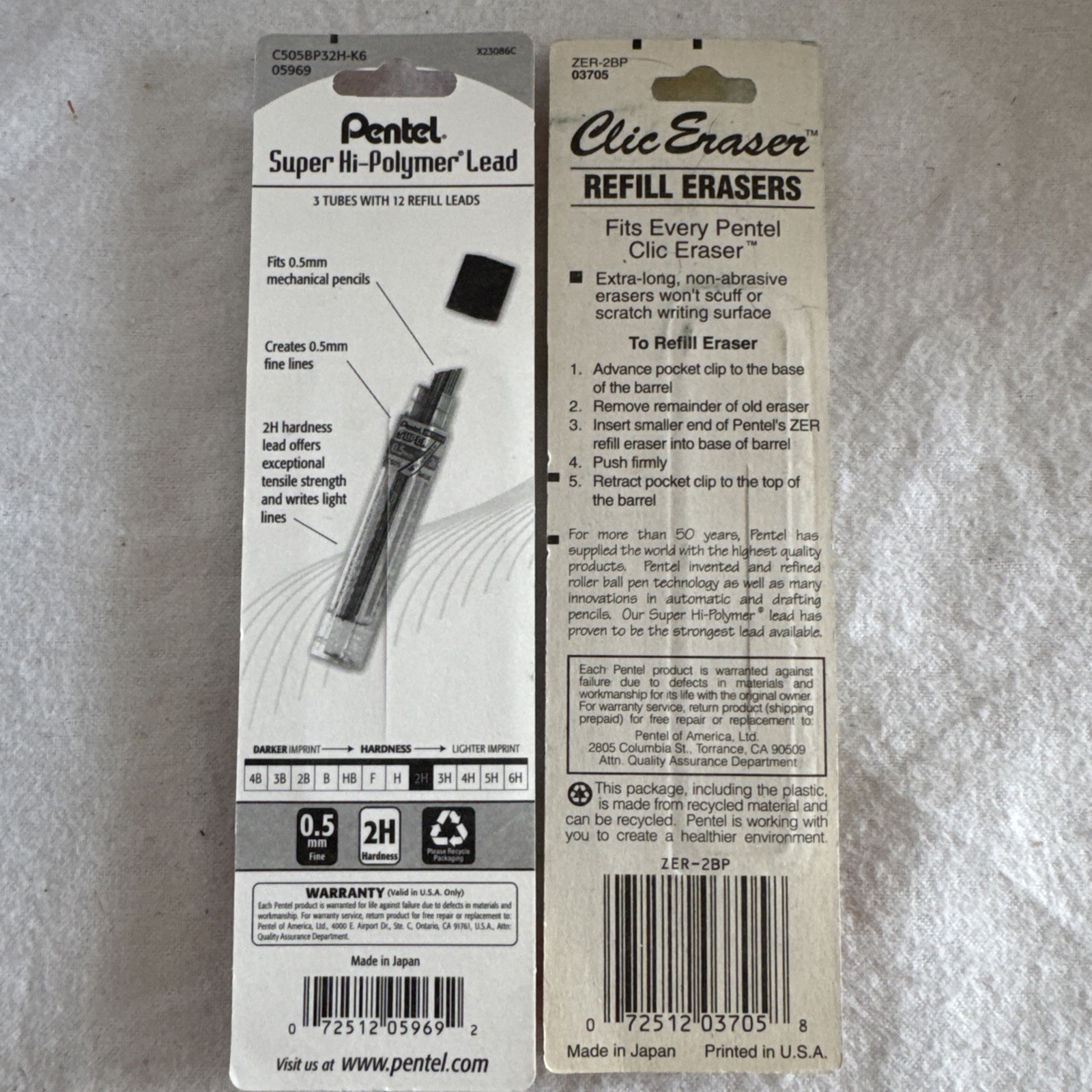 Pentel Quicker Clicker Mechanical Pencils 2-pk Automatic Pencil + Lead + Erasers