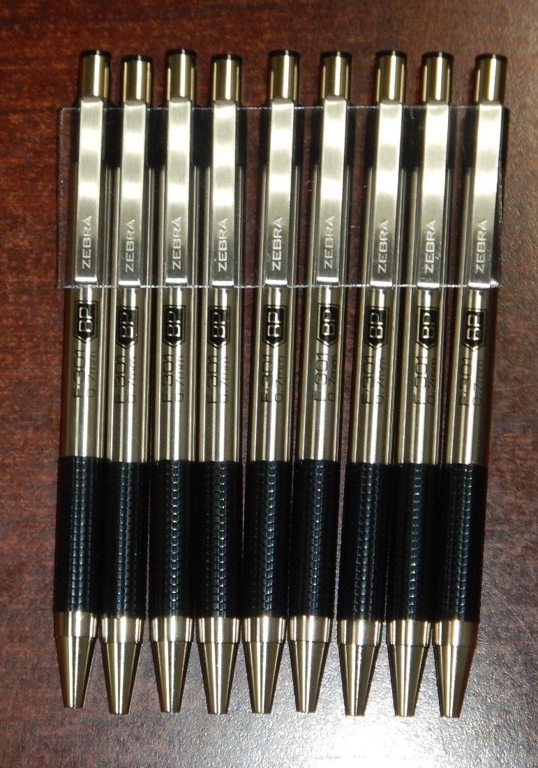 bulk: 9 of Zebra F-301 Retractable Ball Point Pen Black Ink Fine 0.7mm F301 NEW