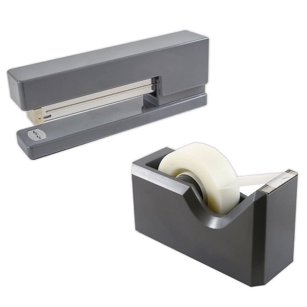 Office & Desk Sets – 1 Stapler & 1 Tape Dispenser – Grey – 2/Pack