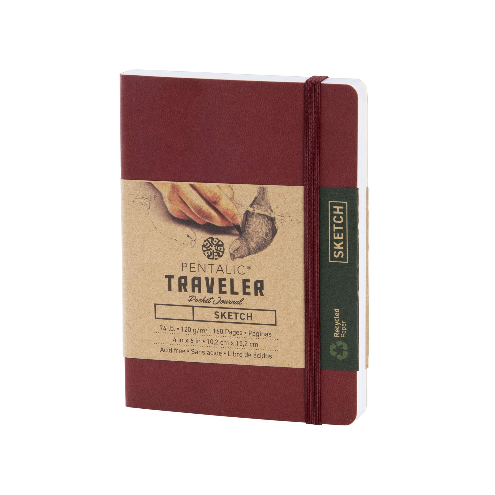 4″ x 6″ Pocket Sketchbook Traveler Journal 160 Pages Burgundy
