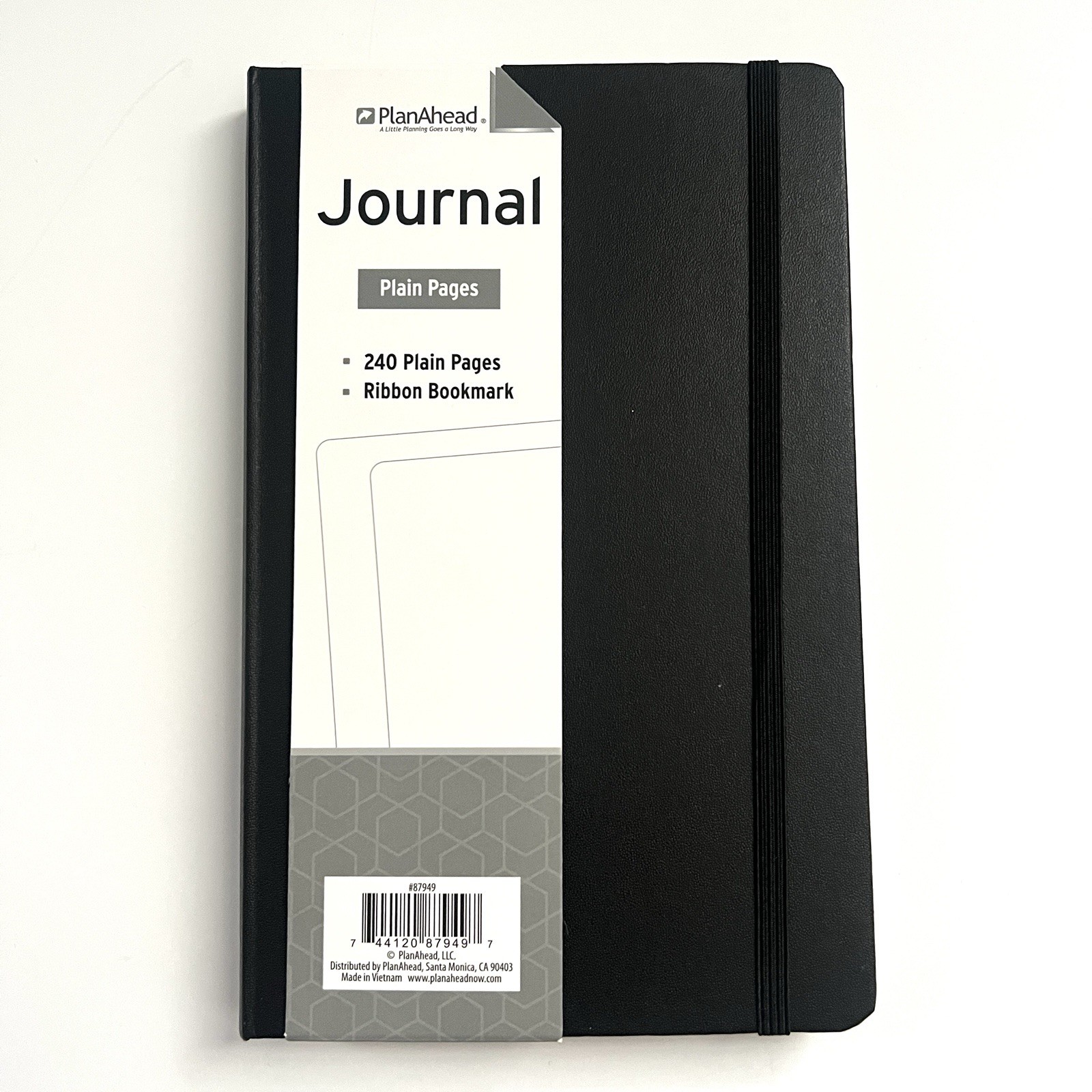 PlanAhead Black Blank Journal 240 Plain Pages 8.25″ x 5″ Hardcover Notebook