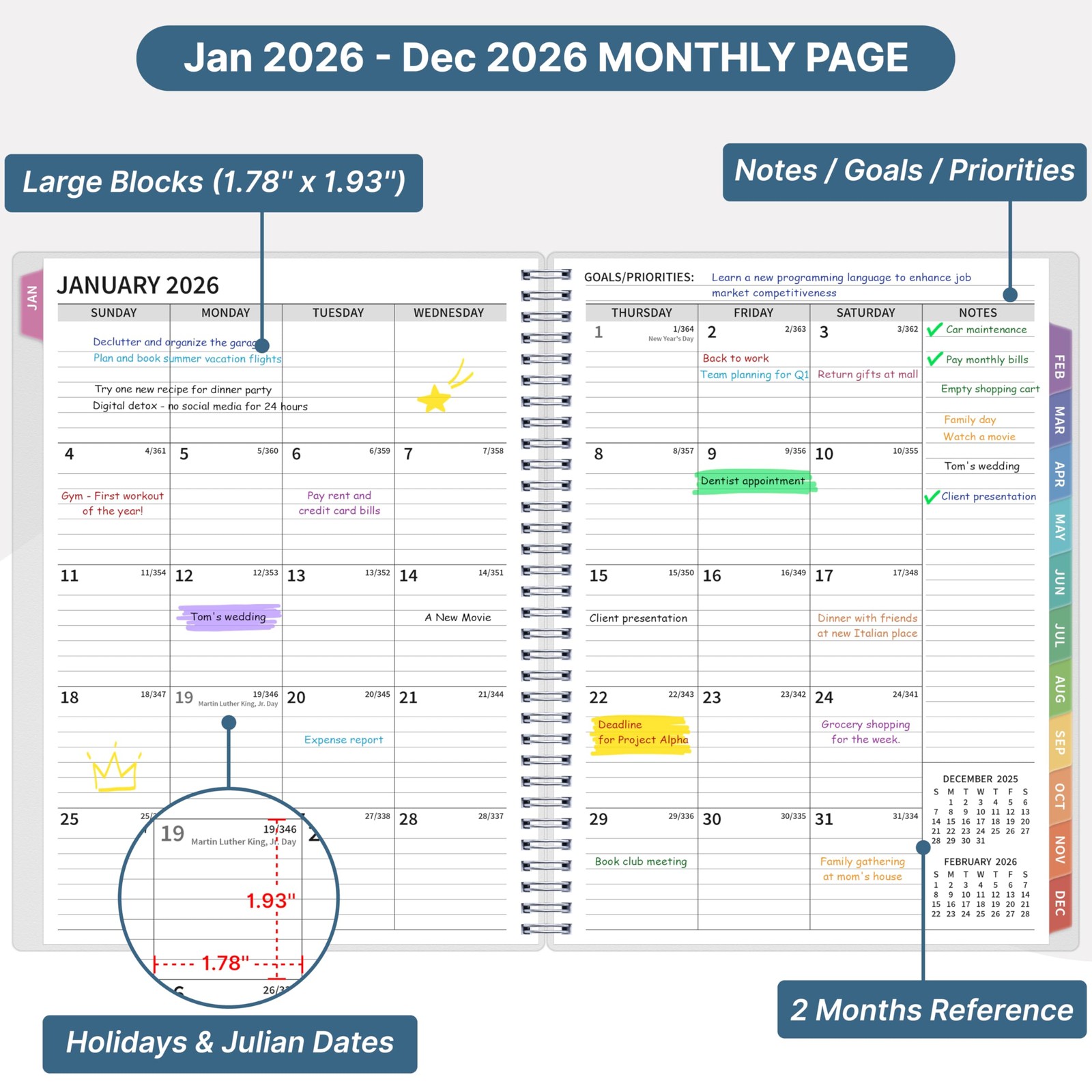 2026 Appointment Book, 30 Minutes-Hourly, Weekly ＆ Monthly Calendar Planner 2…