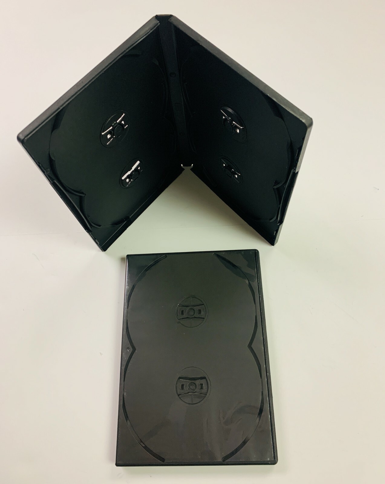 2 PCS NEW 4-in-1 Overlap Quad (4) DVD Case, 22MM, Black, Sleeve, PP-Q22-B-OL