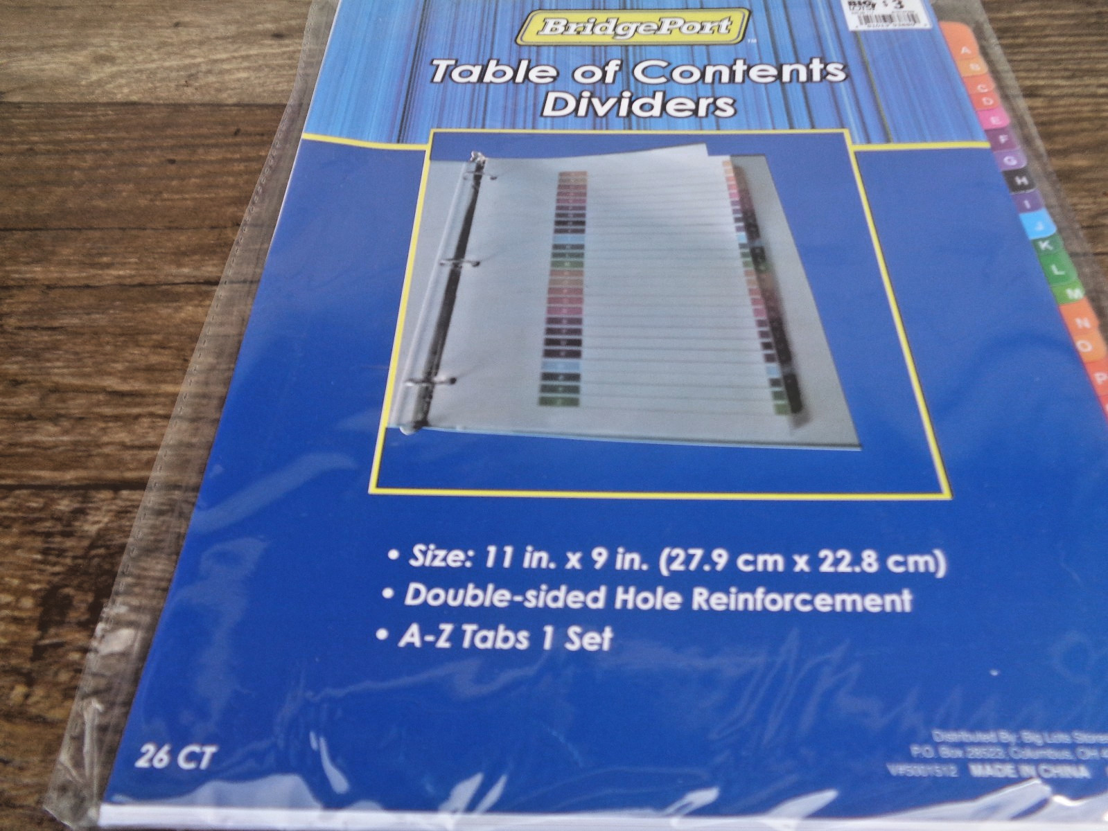 BridgePort Index A-Z Table of Contents Dividers – 26 Pages