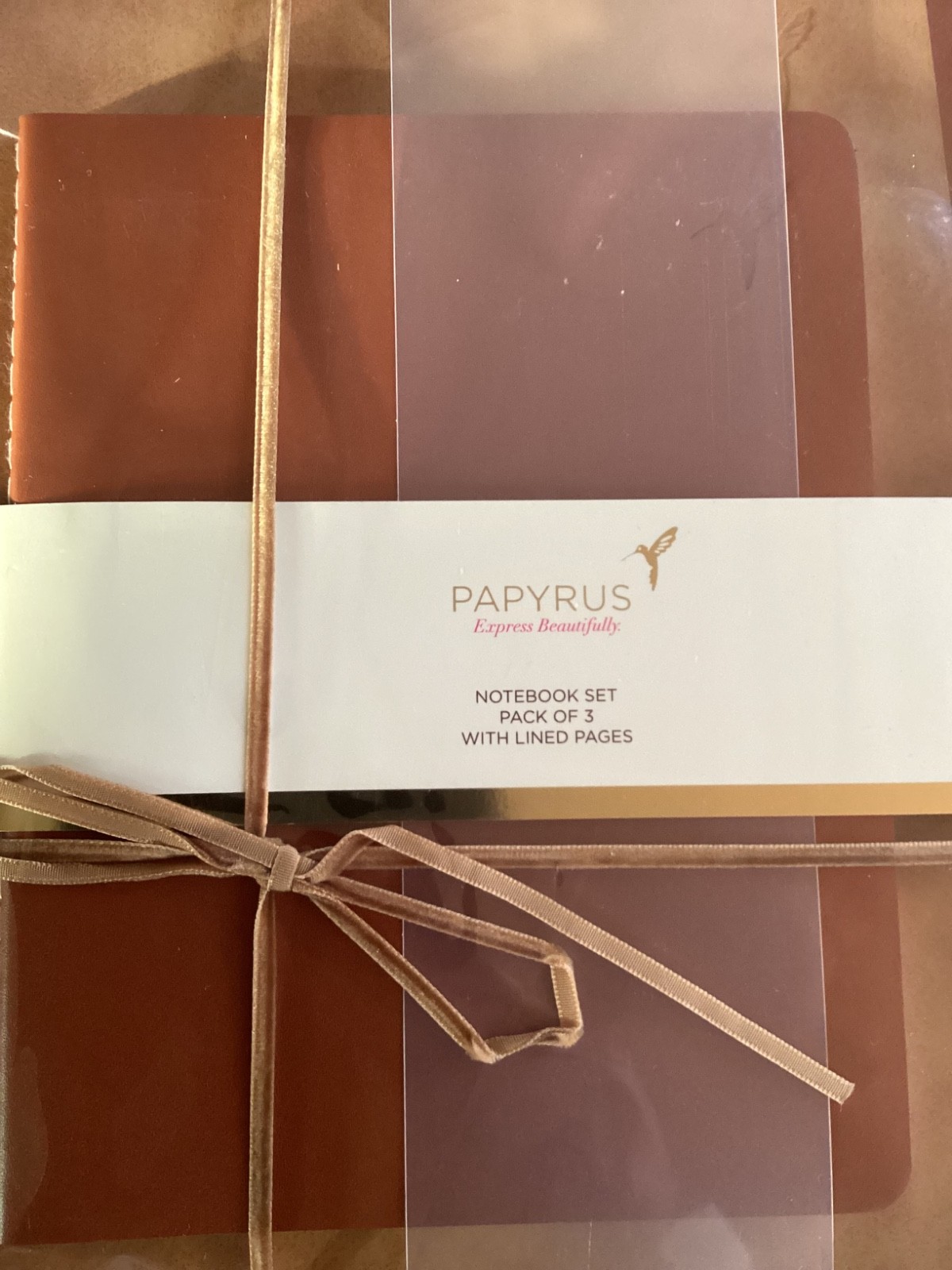 Papyrus NOTEBOOK SET 3-Pack LINED PAGES Journals NOTEPADS Tan Brown NEW