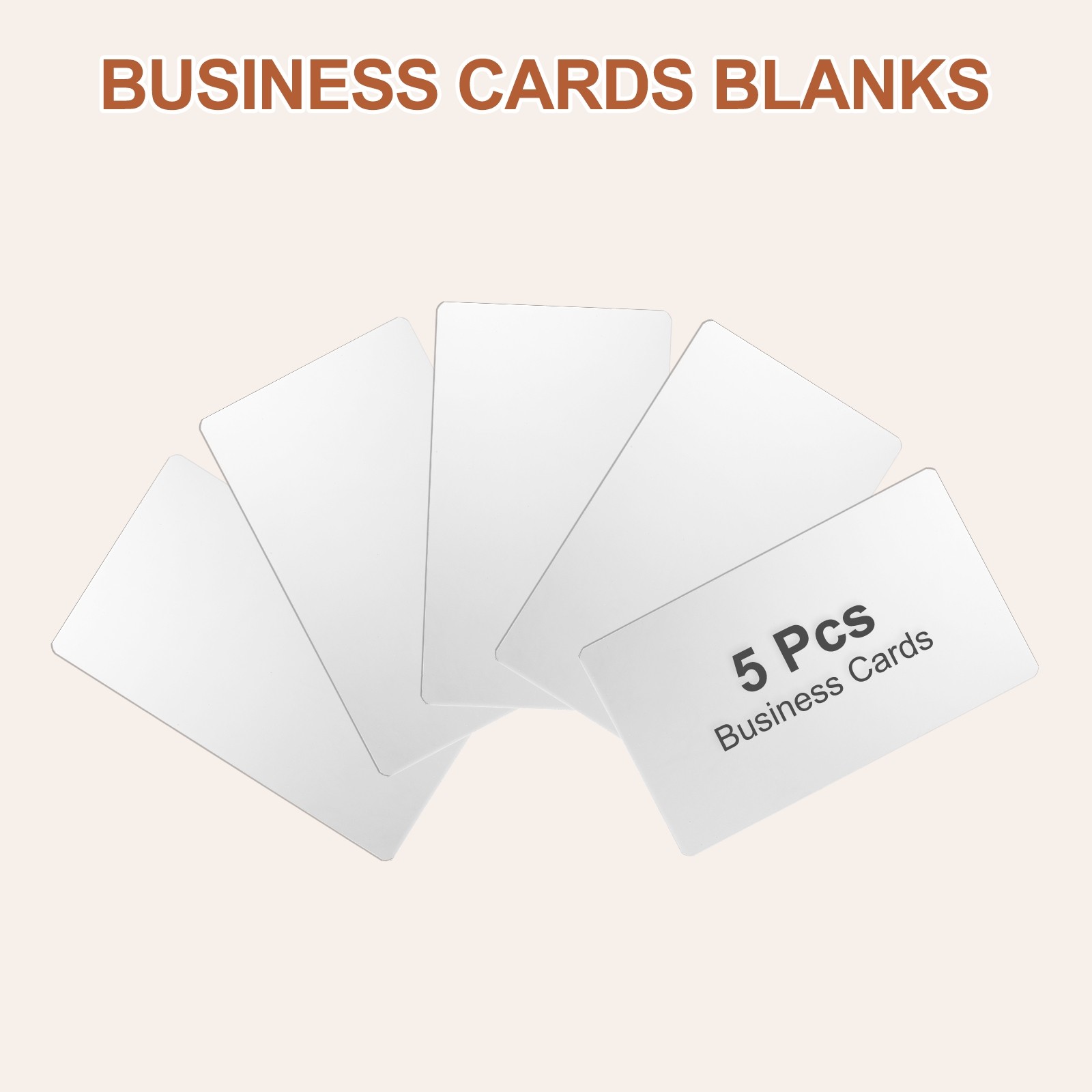 5pcs Metal Business Cards Blanks 3.3x2x0.02 Inch Mirror Laser Engrave White