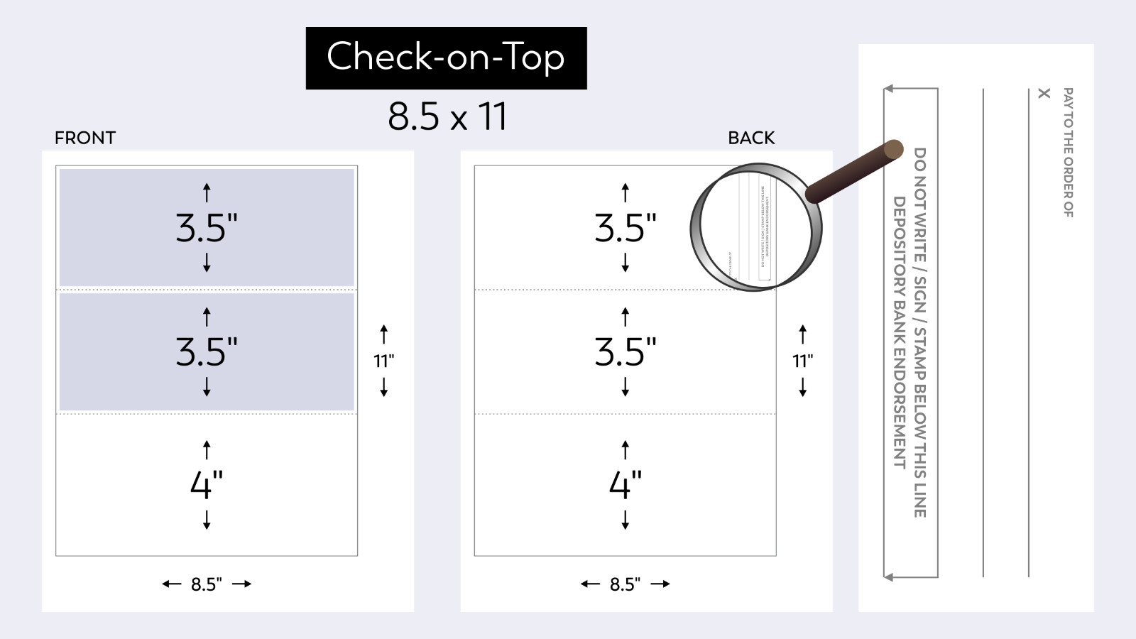 25 Blank Check Stock Paper – Check on Top – Steel Pinstripe