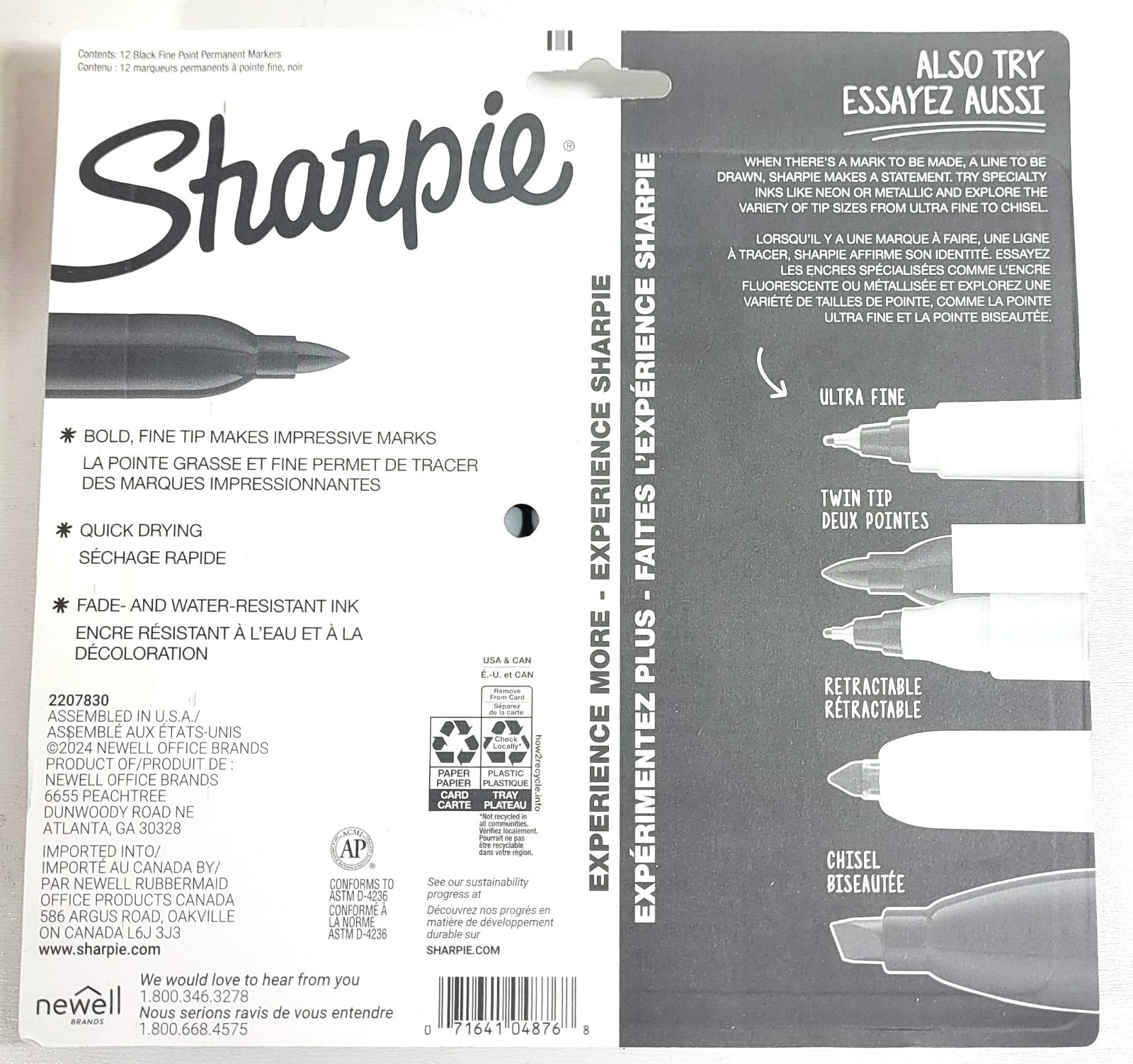 Sharpie Permanent Markers, Fine Point, Black, 12 Count