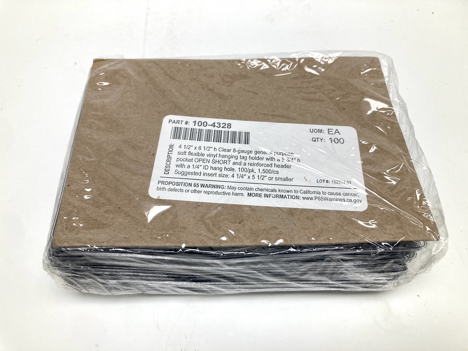 Qty (100 pack) Vinyl Tag Protector 100-4328 4″ x 6″ Clear 8 Gauge General – NEW!