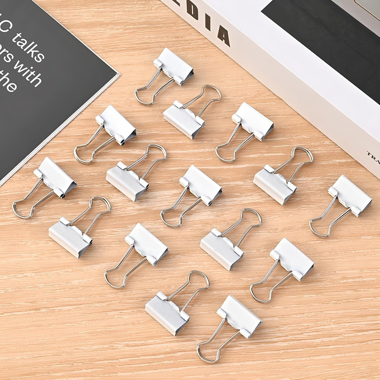 50 Pack Small White Binder Clips 3/4 Inch (19 Mm), Colored Little Paper Clamps,