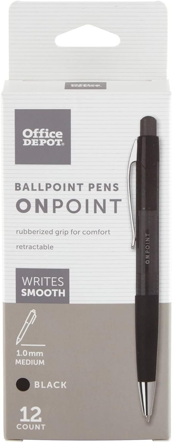 Office Depot Soft-Grip Retractable Ballpoint Pens, Medium Point, 1.0 mm,…