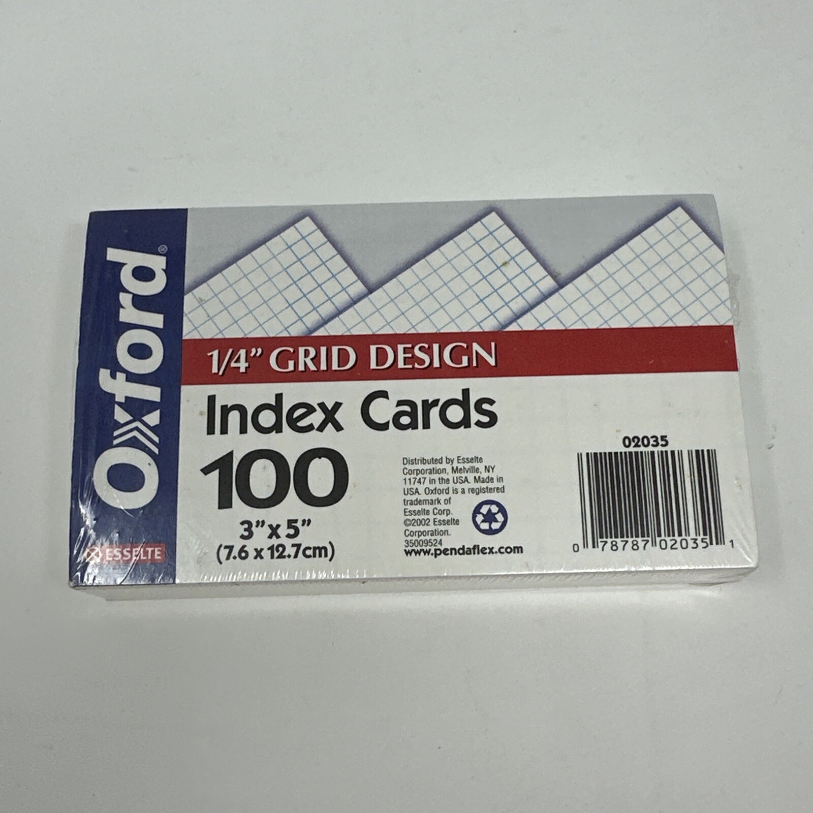 Oxford Grid Index Cards 3 X 5 White 100/pack 02035 Sealed